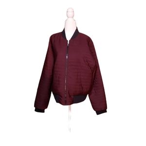 Women's Burgundy Bomber Jacket